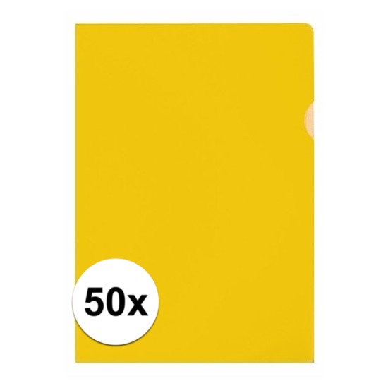 50x Insteekmap geel A4 formaat 21 x 30 cm - Afbeelding 2