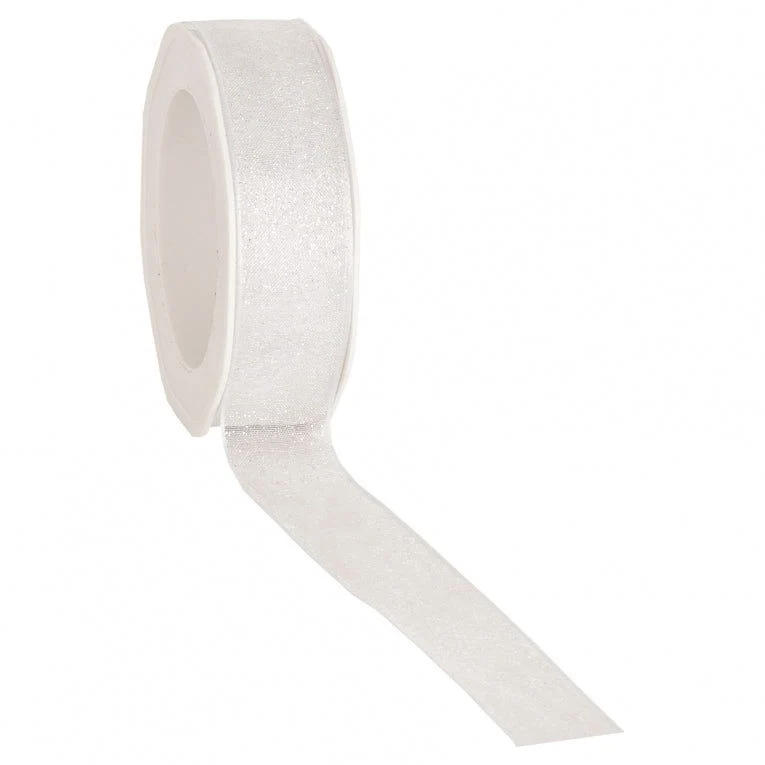 Cadeaulint Glitter Organza Wit - Afbeelding 2
